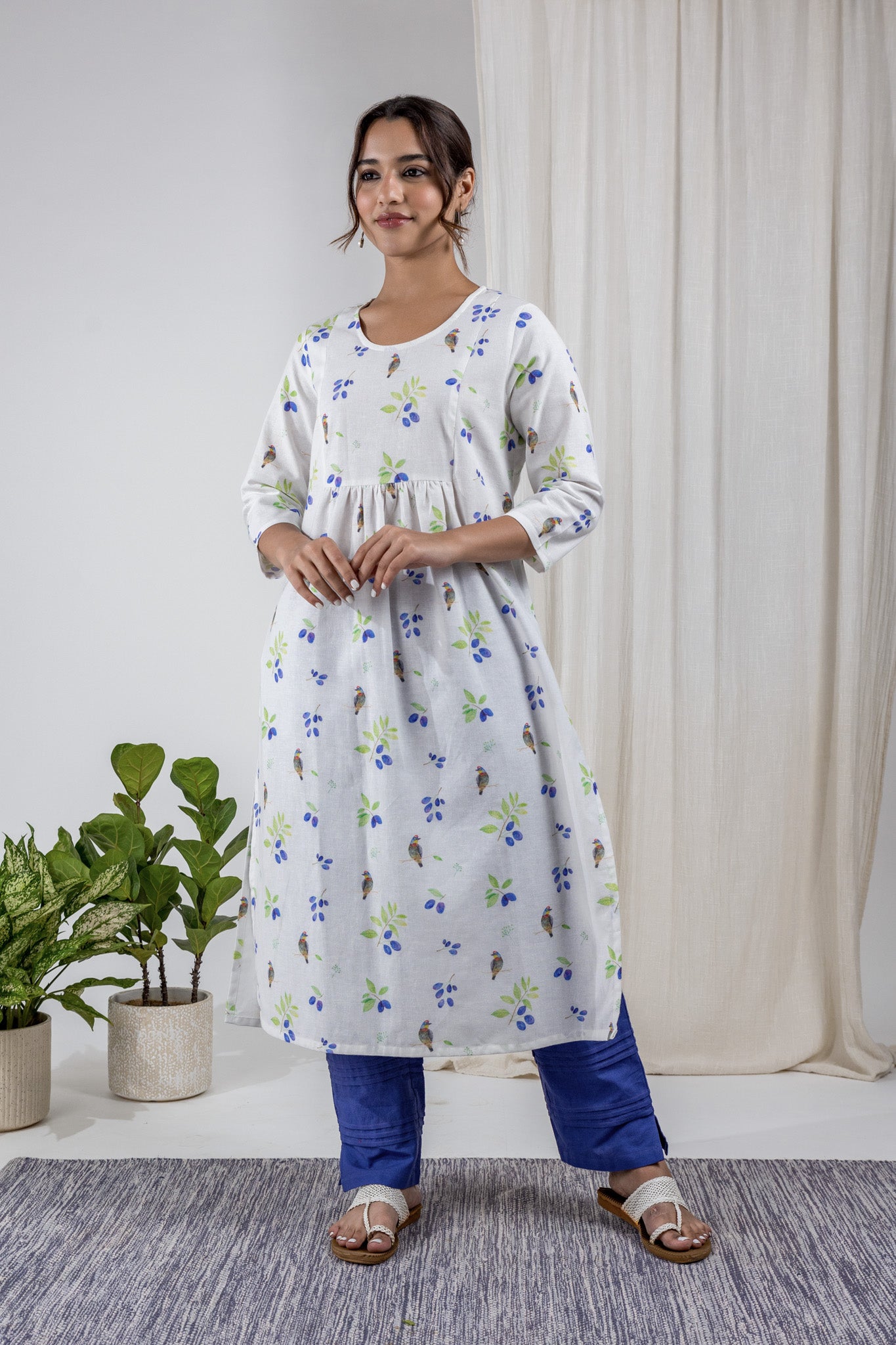 White Jamun Yoke Kurta and Pants