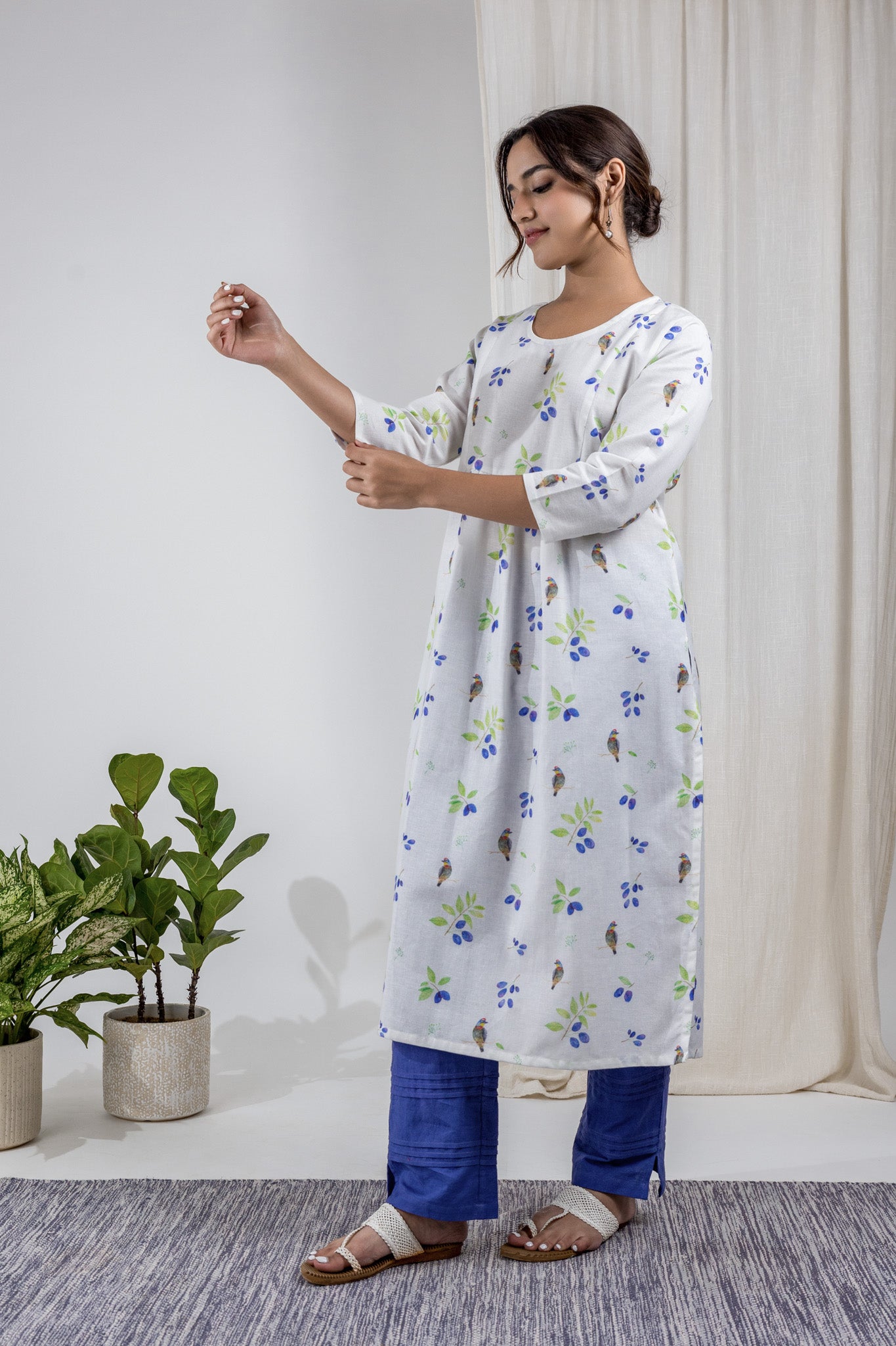 White Jamun Yoke Kurta and Pants