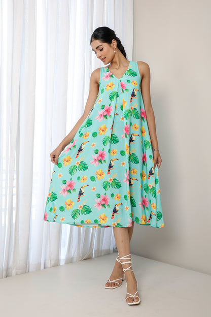 Tropical Sundowner A line Dress