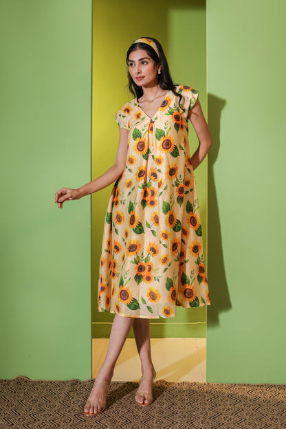 Golden Glow A Line Dress