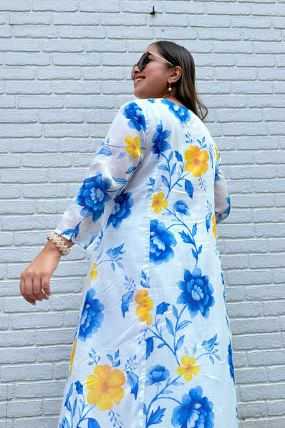 Blue Reverie Pin Tuck Kurta Set