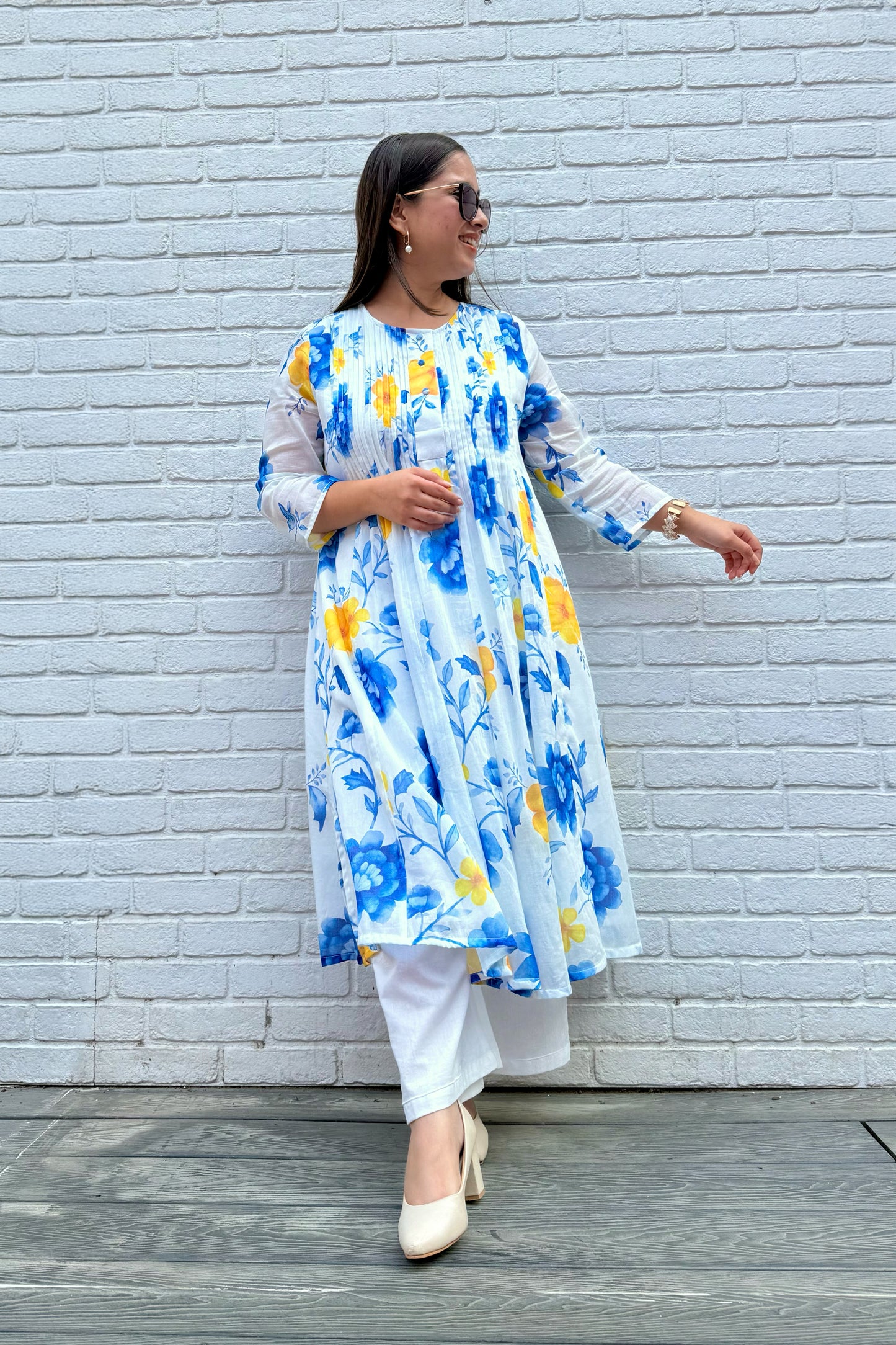Blue Reverie Pin Tuck Kurta Set