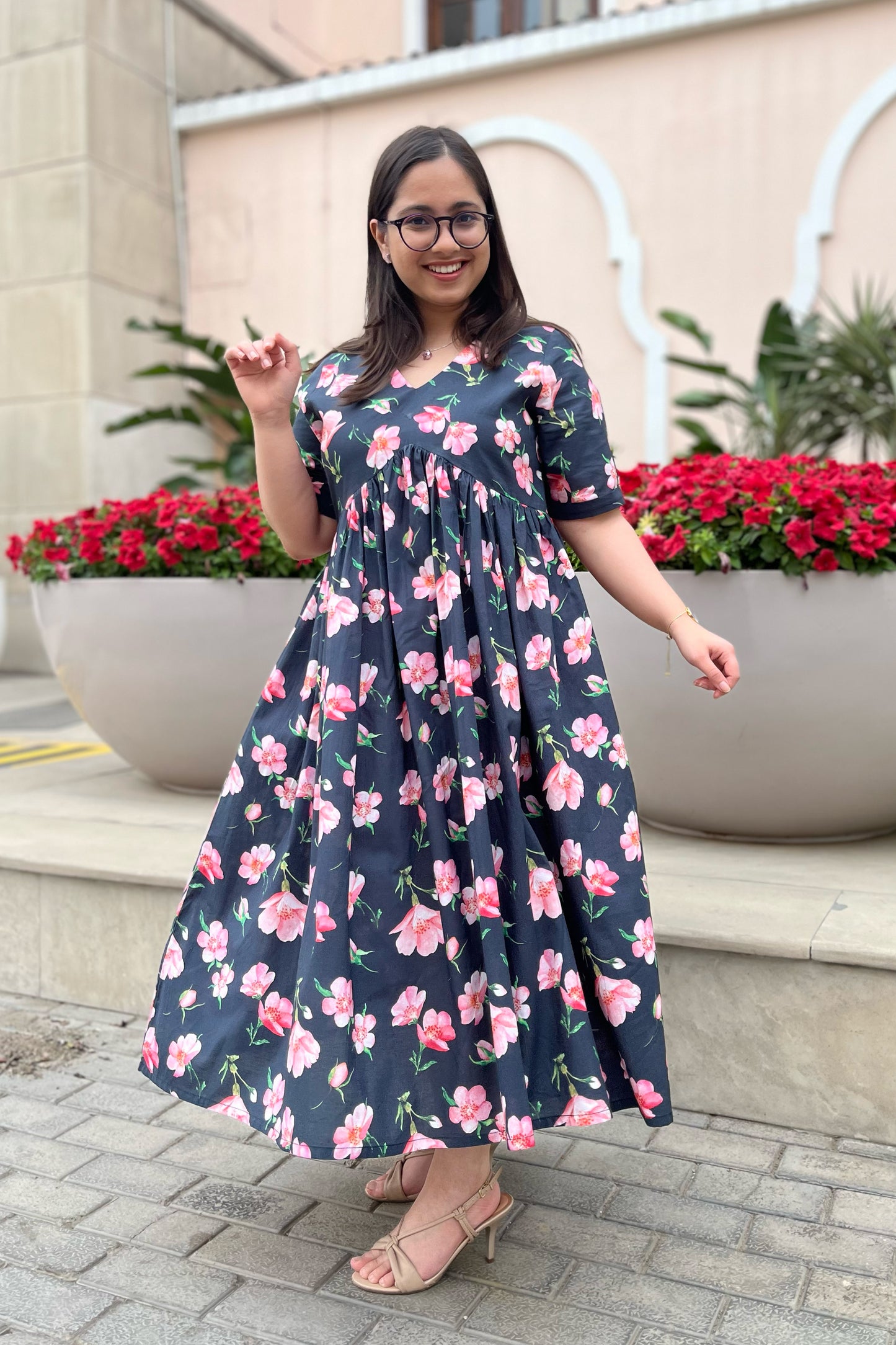 Black Cherry V Neck Dress