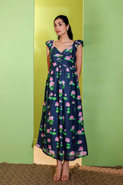 Moonlit Lotus Sweetheart Dress