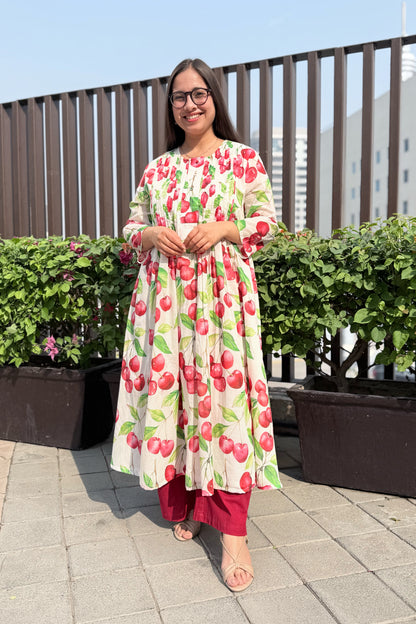 Cherry Blast Pin Tuck Kurta Set
