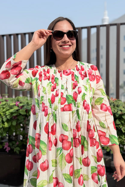 Cherry Blast Pin Tuck Kurta Set