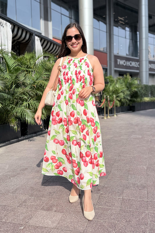 Cherry Blast Halter neck Dress