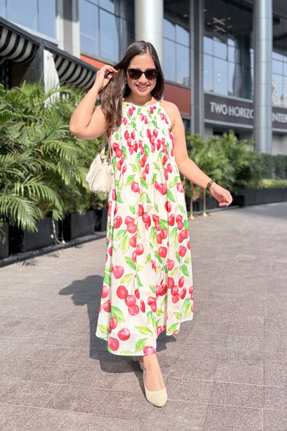 Cherry Blast Halter neck Dress