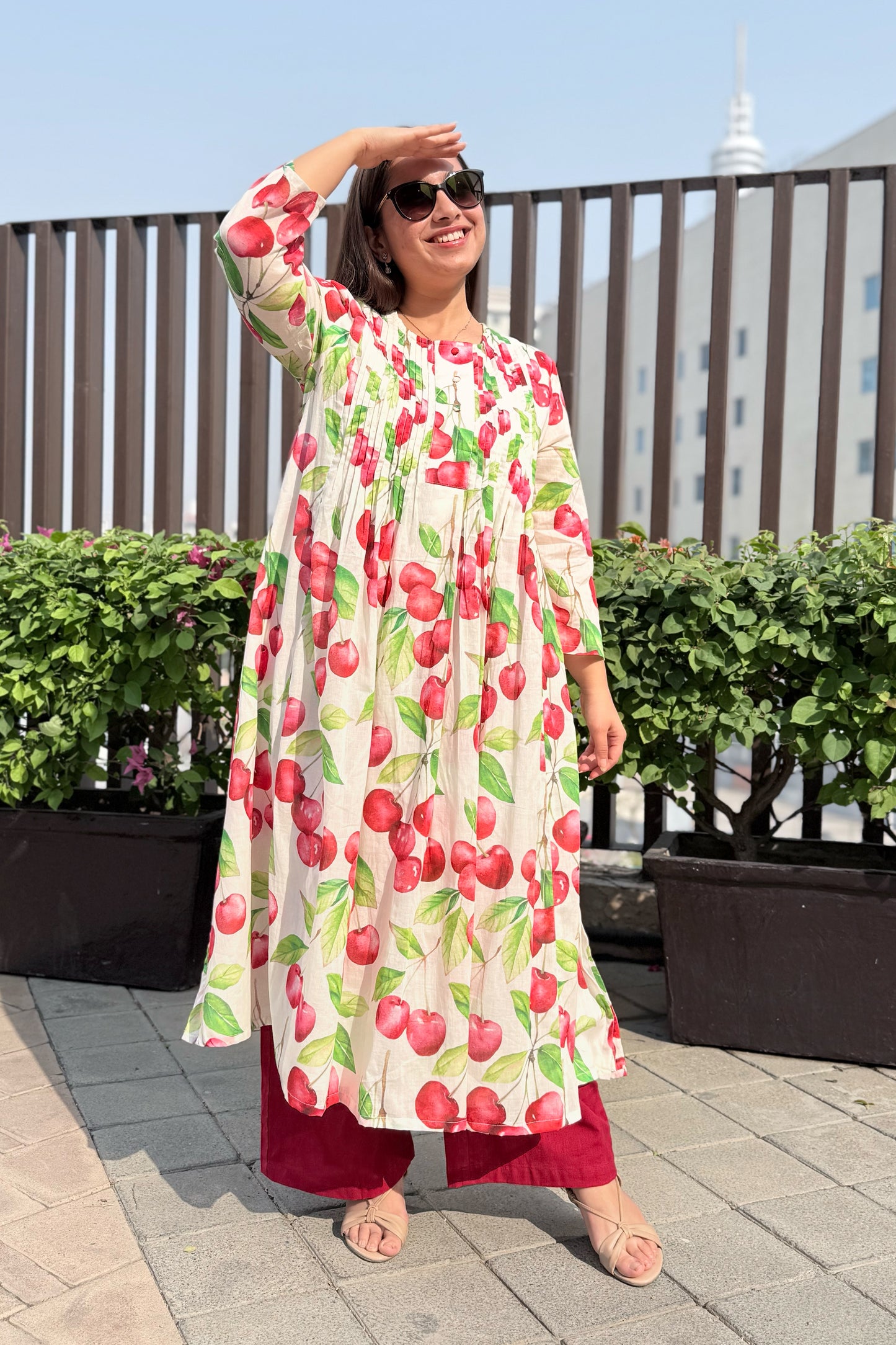 Cherry Blast Pin Tuck Kurta Set
