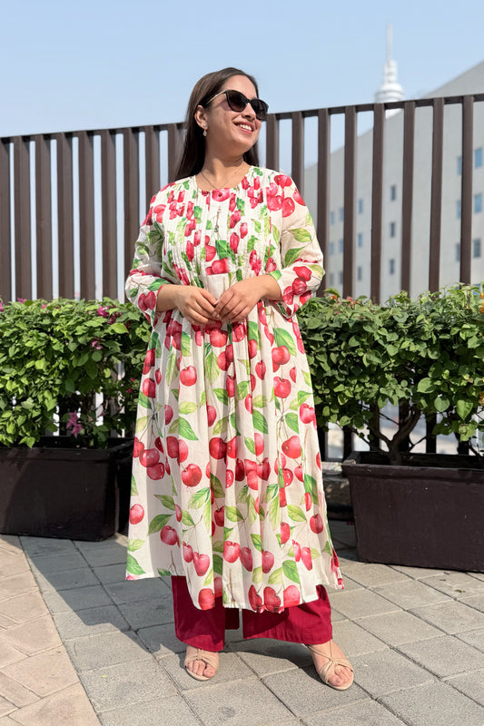 Cherry Blast Pin Tuck Kurta Set