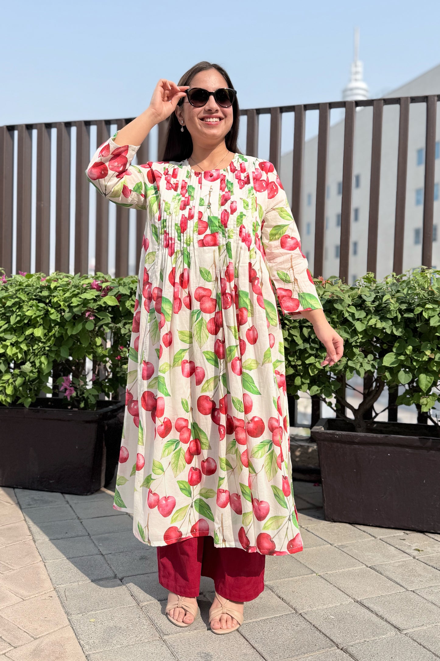 Cherry Blast Pin Tuck Kurta Set