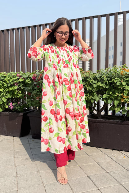 Cherry Blast Pin Tuck Kurta Set