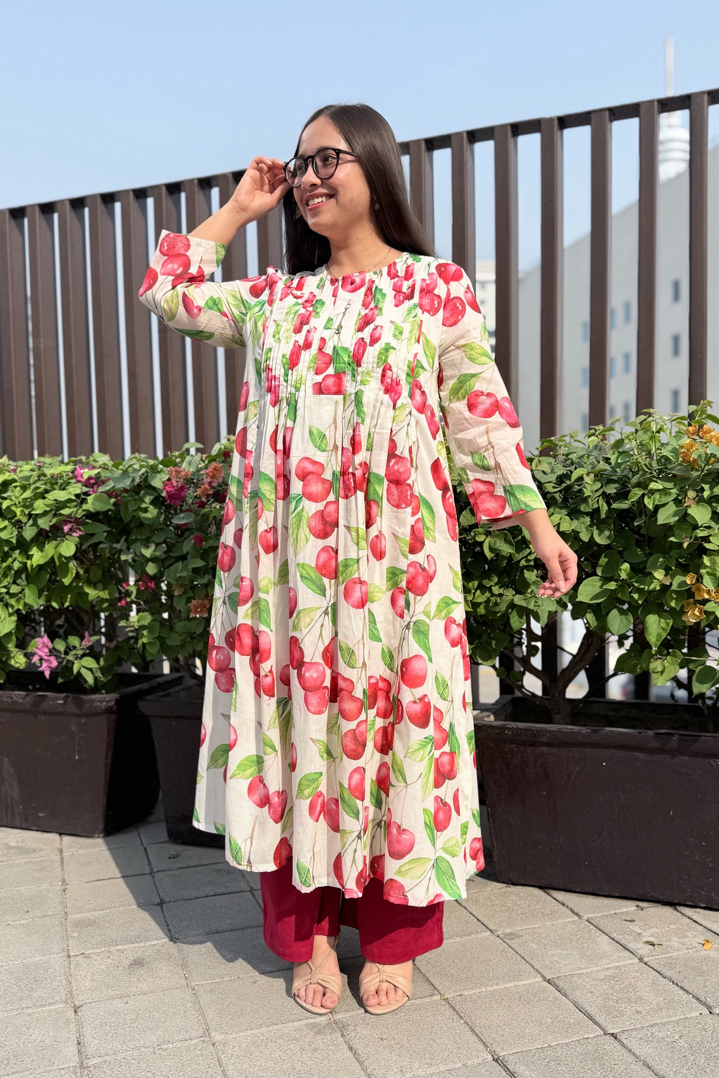 Cherry Blast Pin Tuck Kurta Set