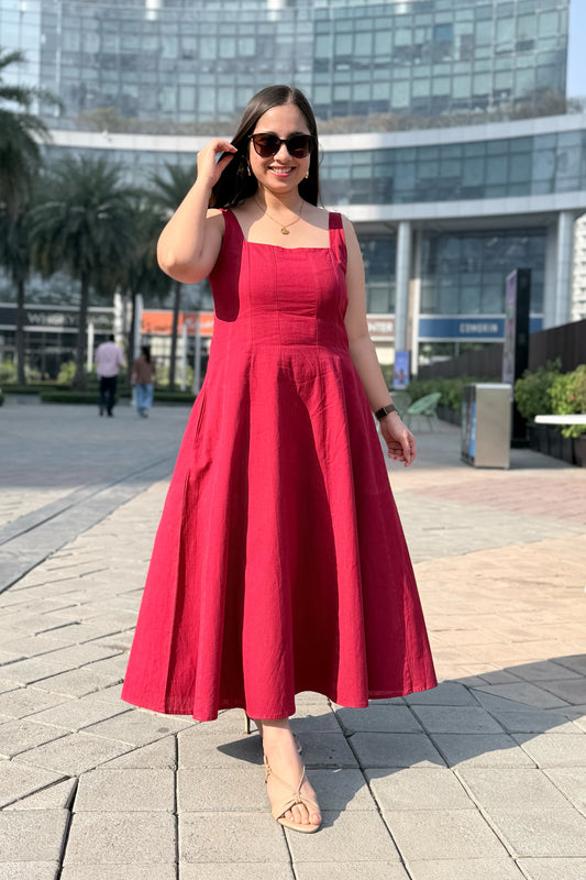 Cherry Crush Square Neck Dress