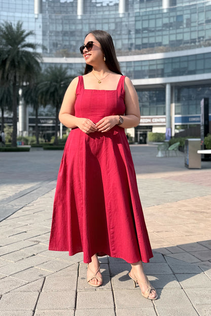 Cherry Crush Square Neck Dress