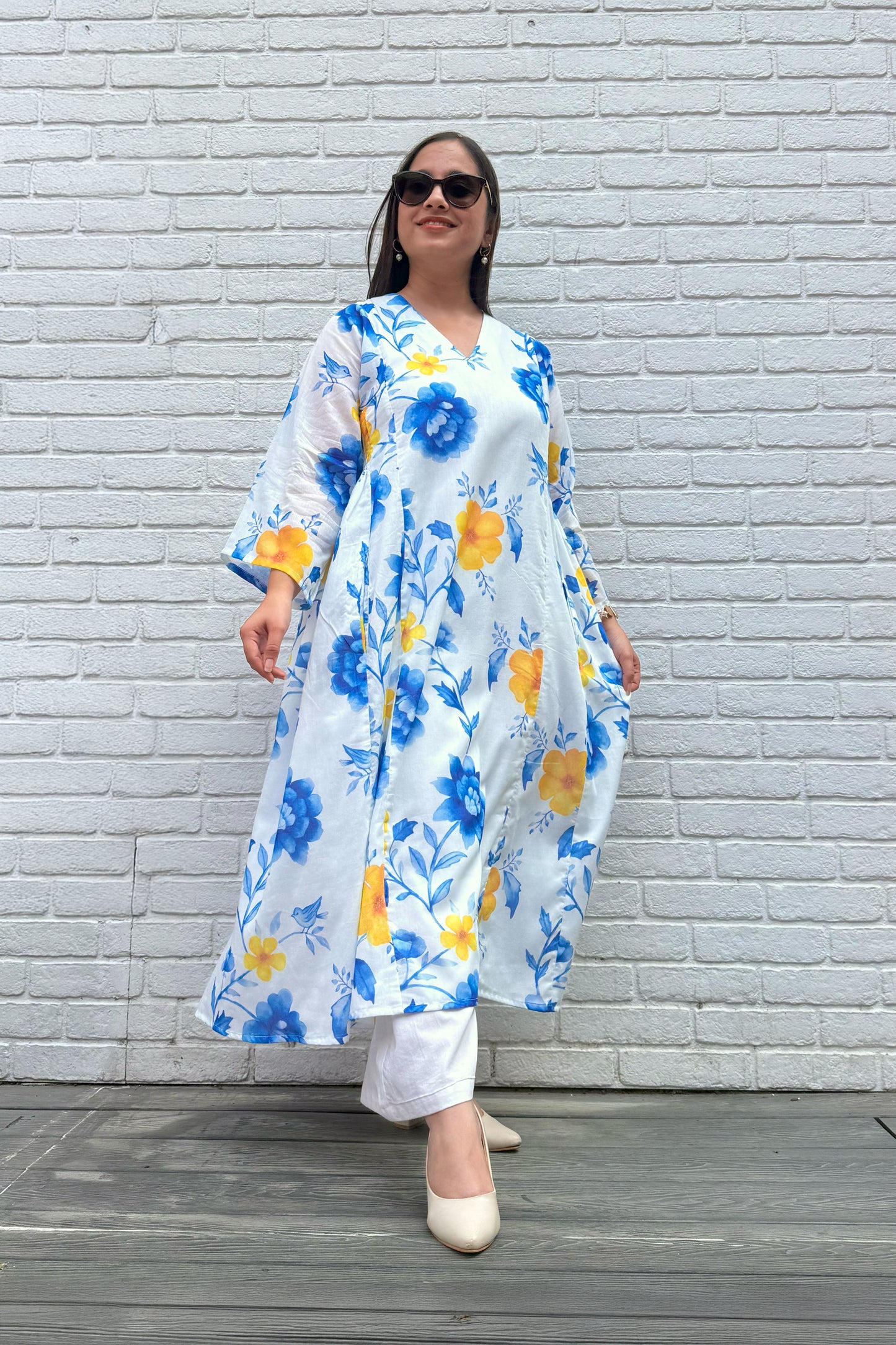 Blue Reverie Side Smocked Kurta Set