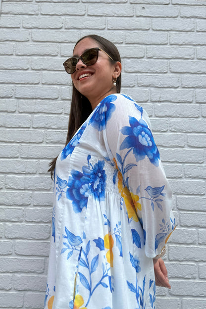 Blue Reverie Side Smocked Kurta Set