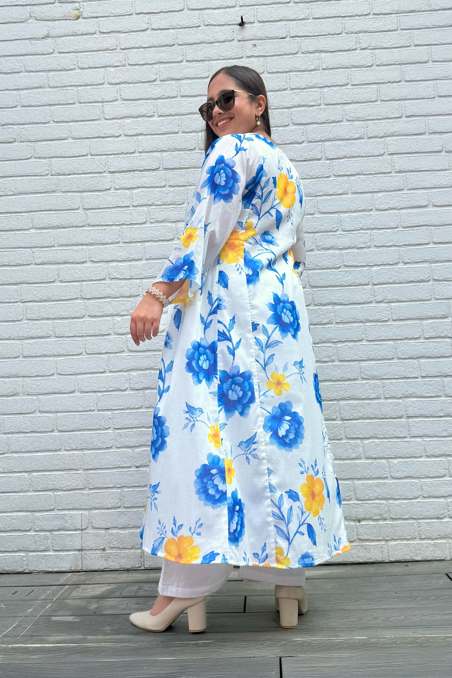 Blue Reverie Side Smocked Kurta Set