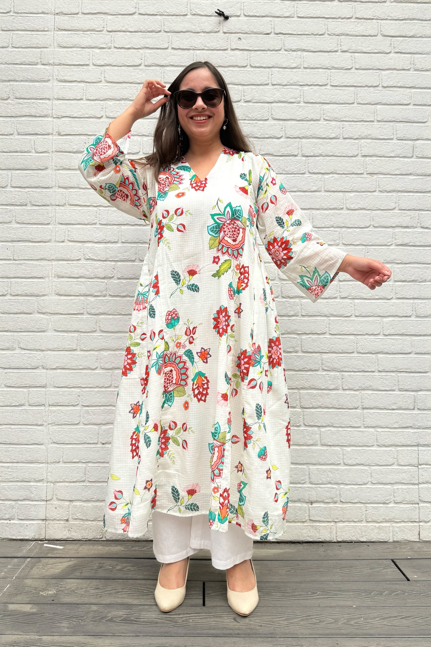 Gul Side Smocked Kurta Set