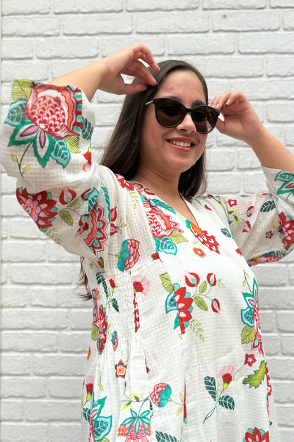 Gul Side Smocked Kurta Set