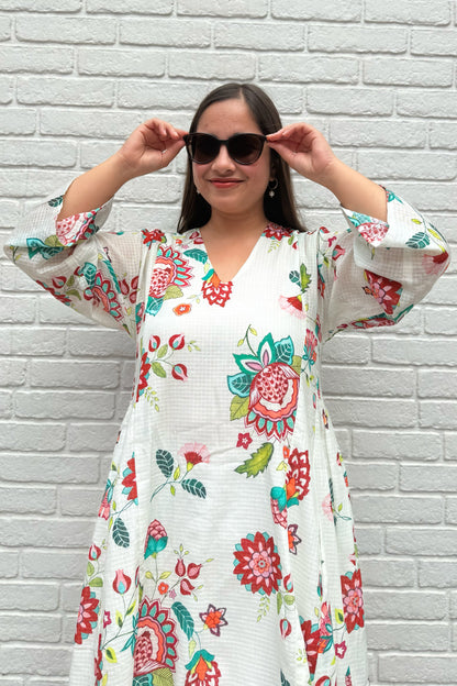 Gul Side Smocked Kurta Set