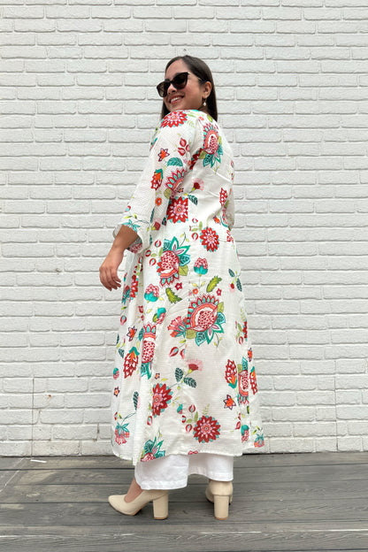 Gul Side Smocked Kurta Set