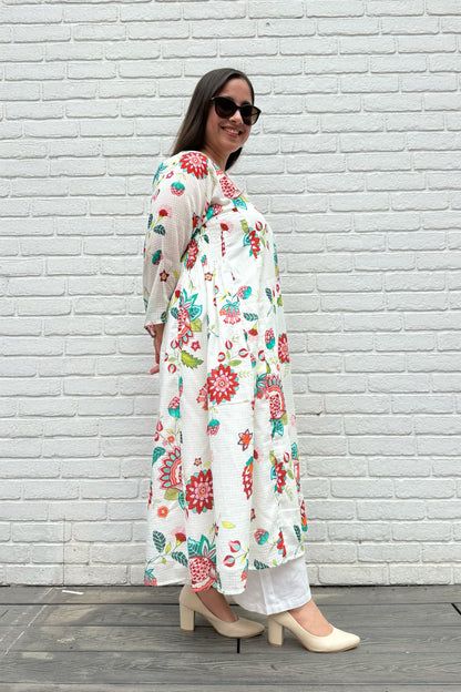 Gul Side Smocked Kurta Set