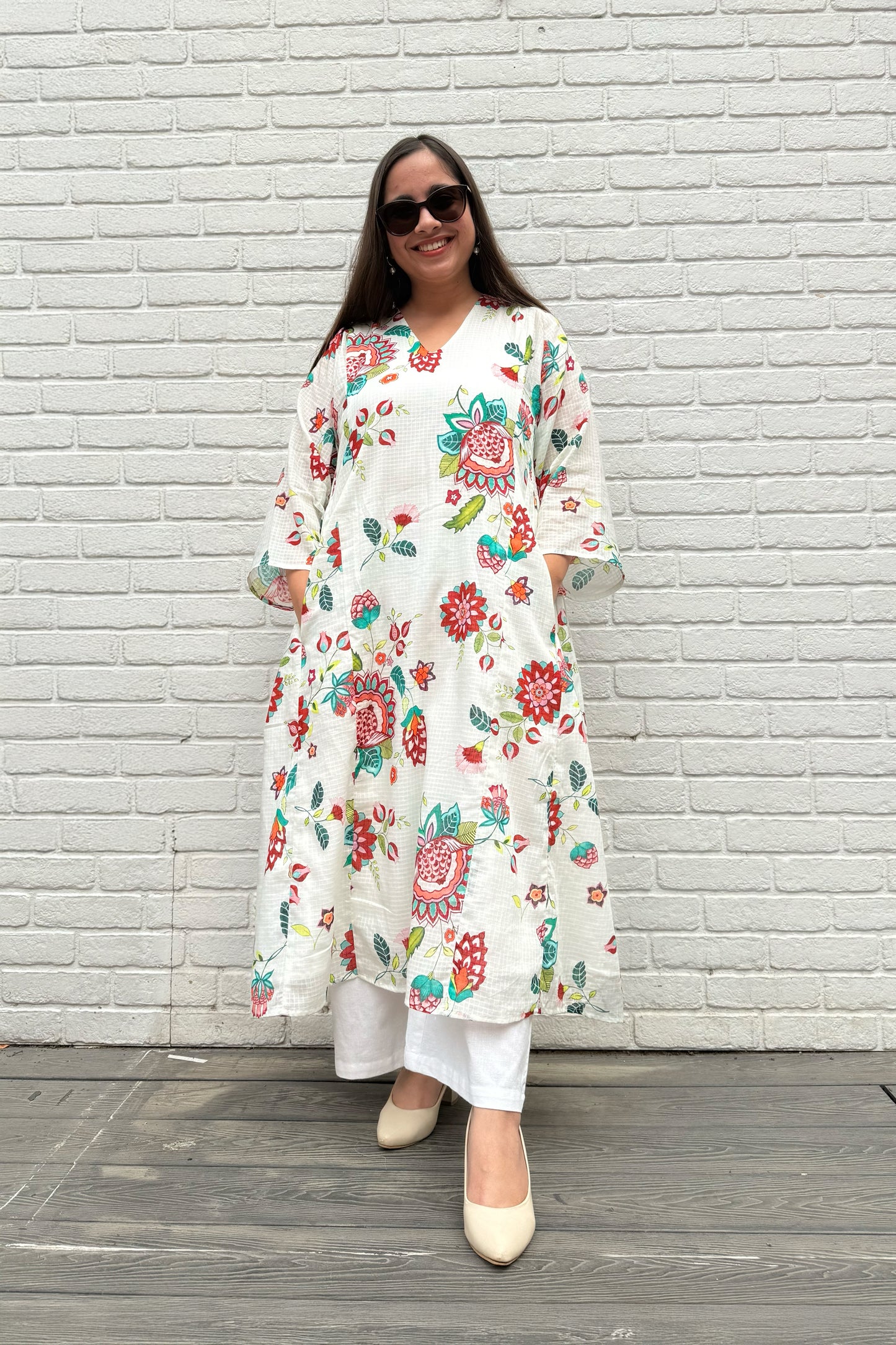 Gul Side Smocked Kurta Set