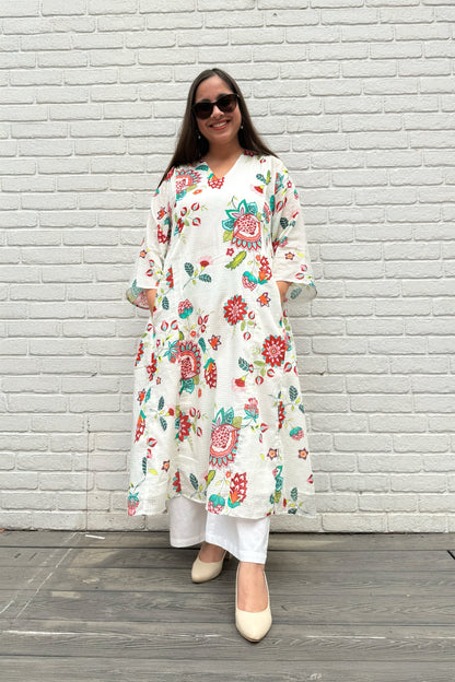 Gul Side Smocked Kurta Set