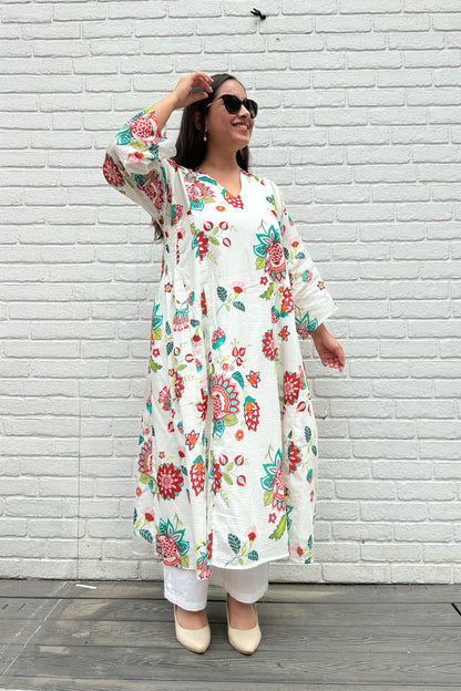 Gul Side Smocked Kurta Set