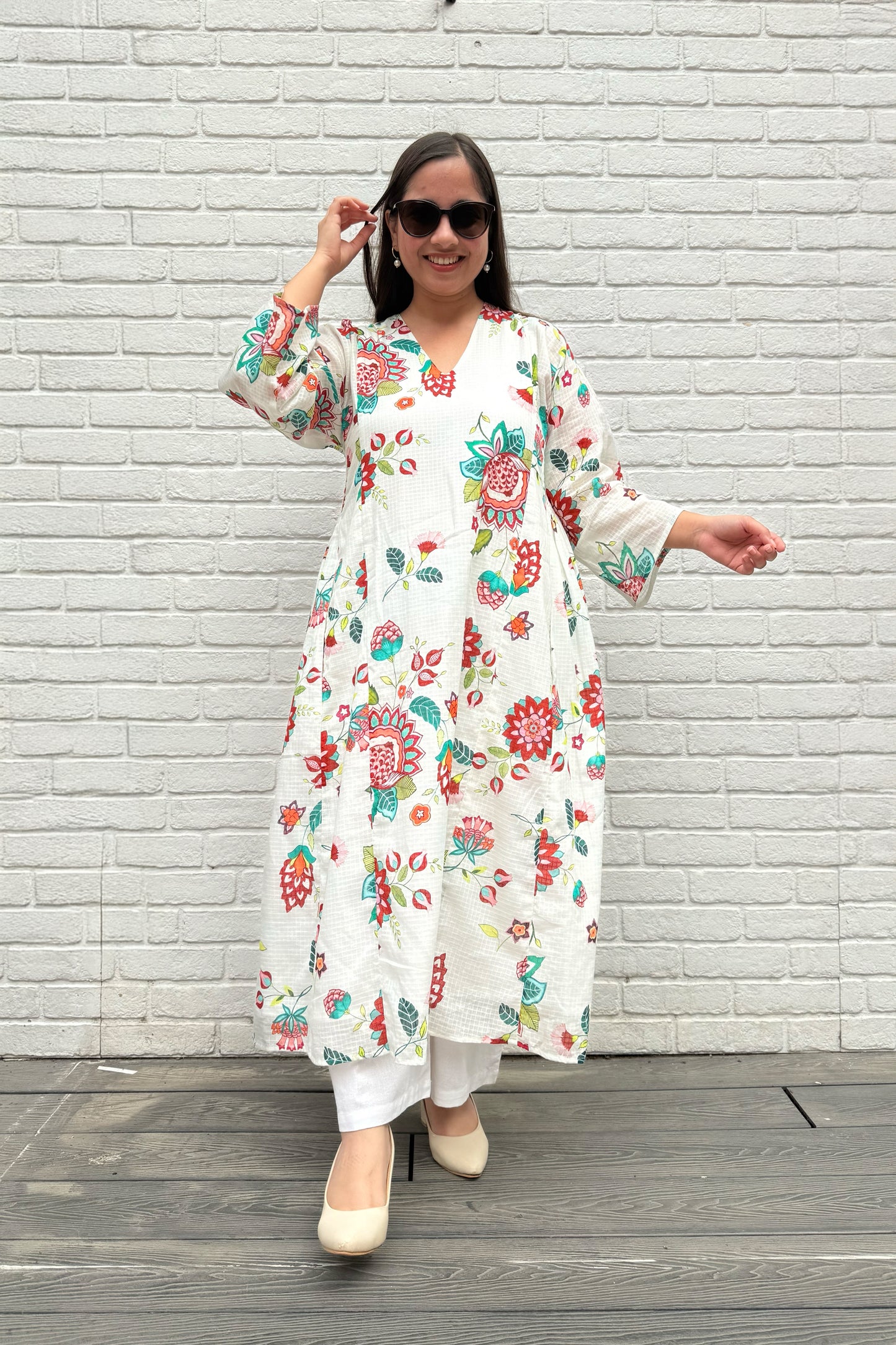 Gul Side Smocked Kurta Set