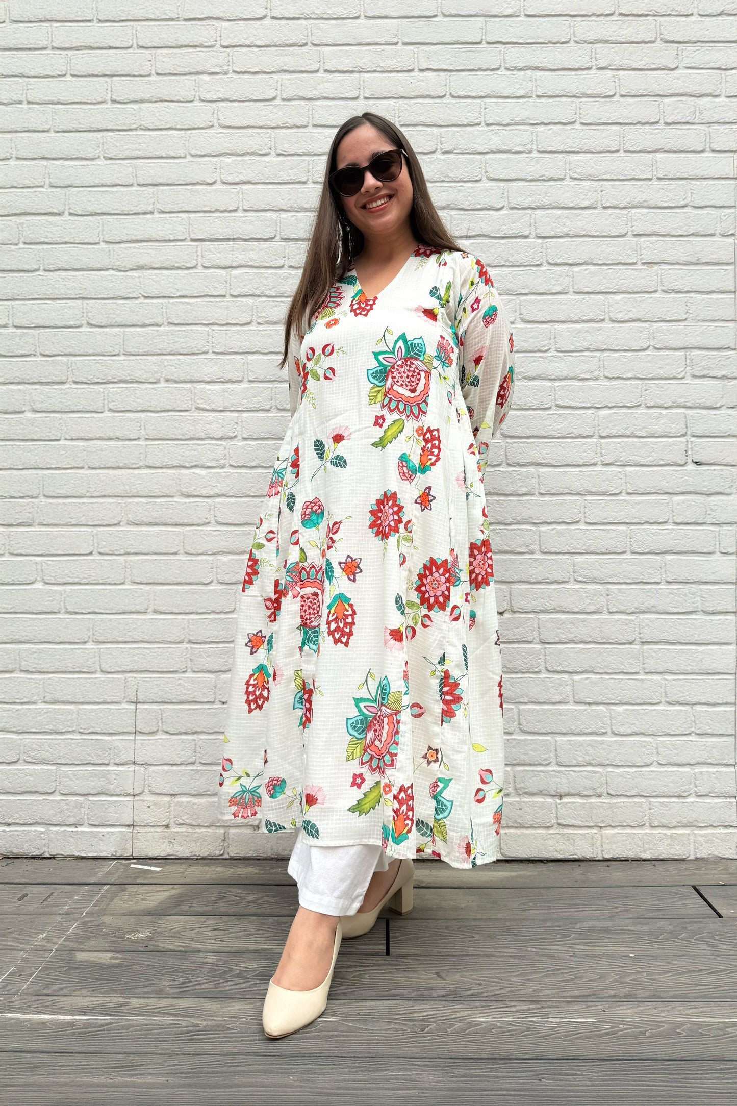 Gul Side Smocked Kurta Set