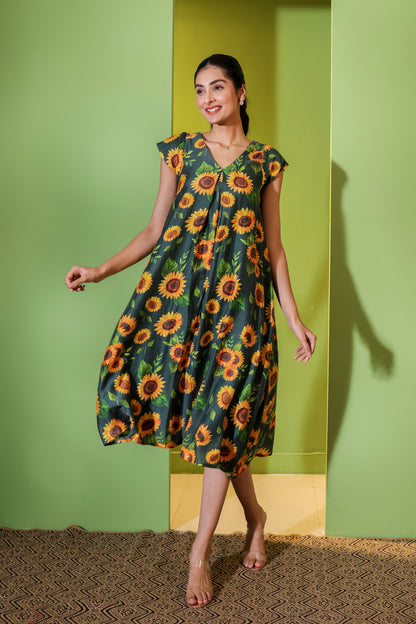 Green Meadows A Line Dress