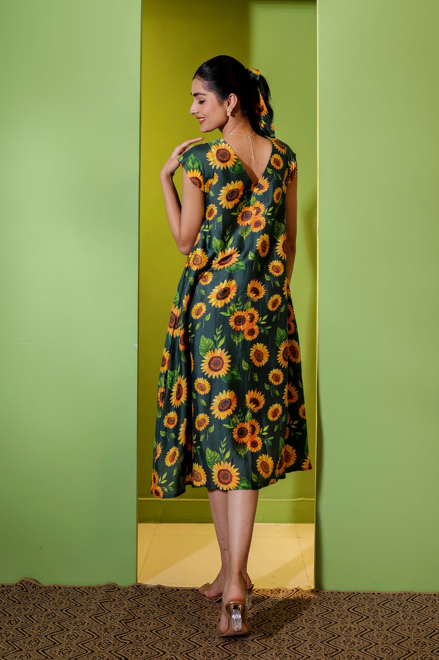 Green Meadows A Line Dress