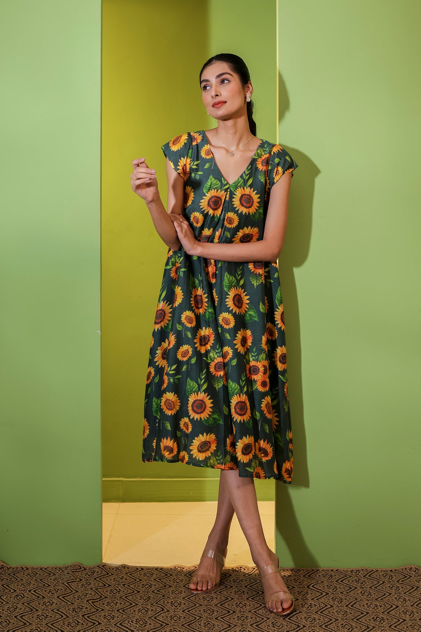 Green Meadows A Line Dress