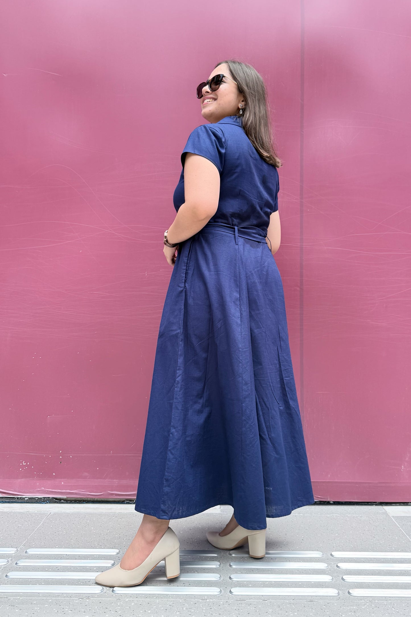 Ink Blue Belt Dress