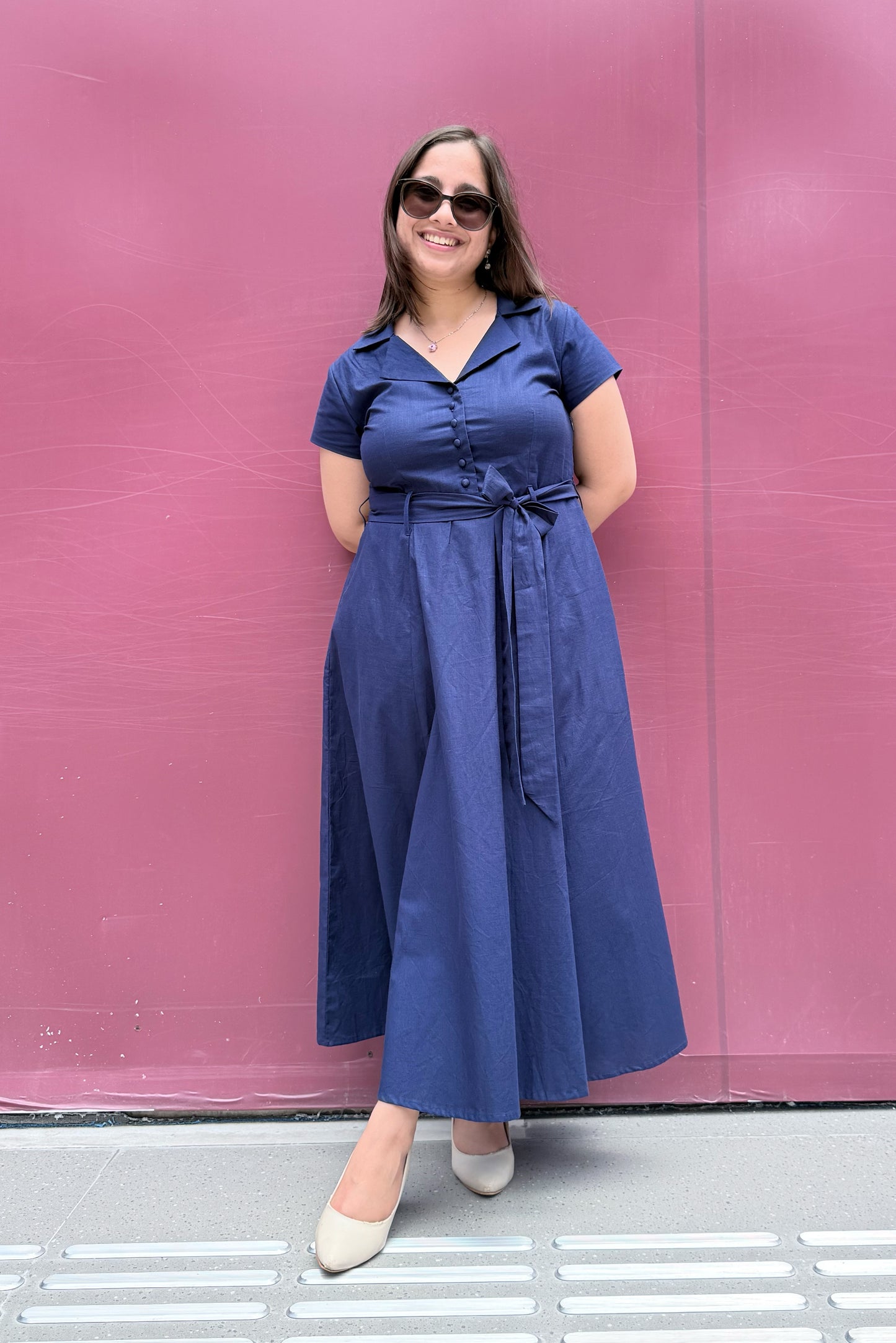 Ink Blue Belt Dress