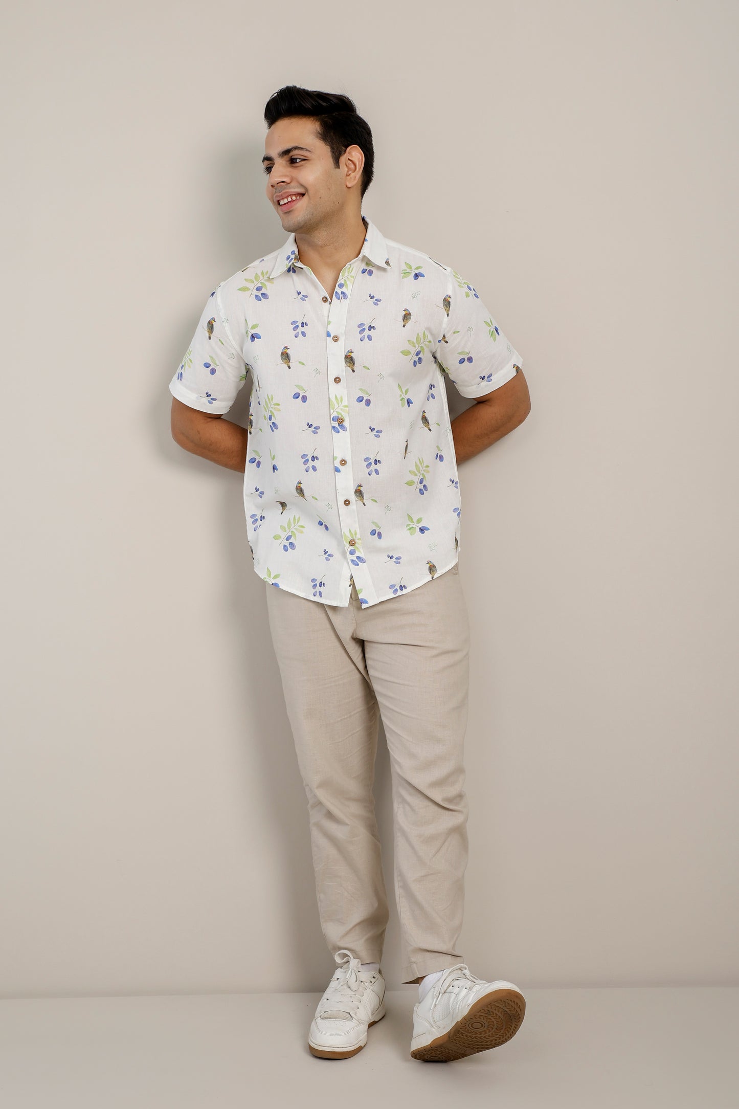 White Jamun Half Sleeve Shirt