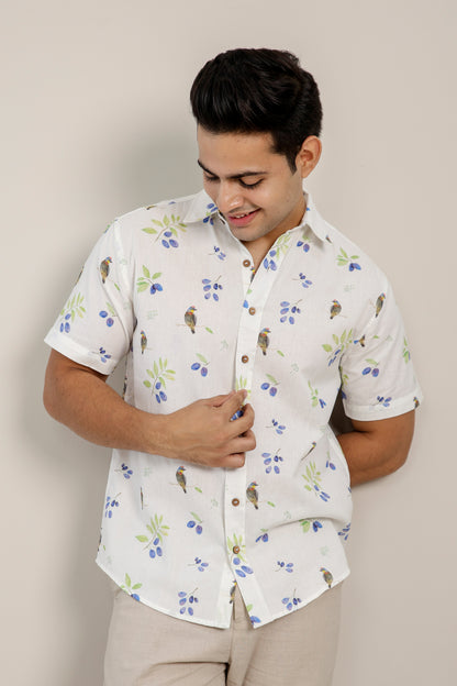 White Jamun Half Sleeve Shirt