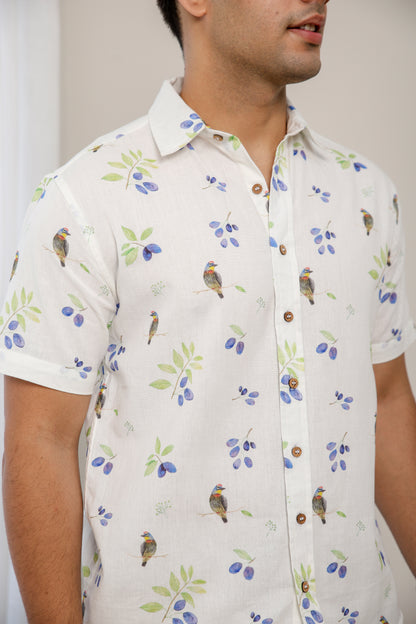 White Jamun Half Sleeve Shirt