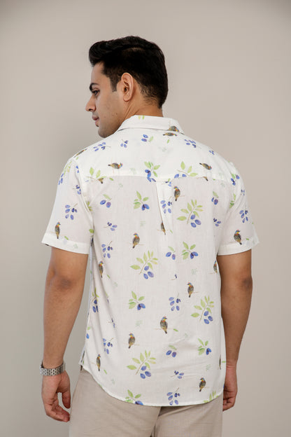 White Jamun Half Sleeve Shirt