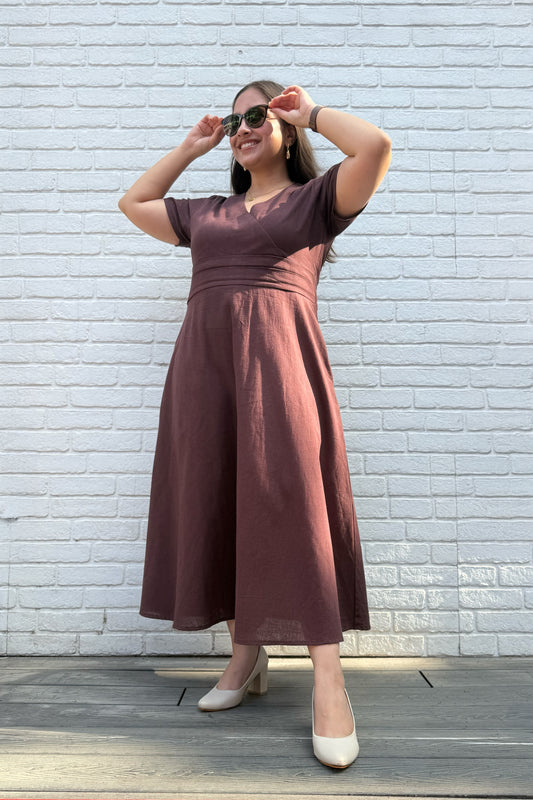 Mocha Brown Midi Dress