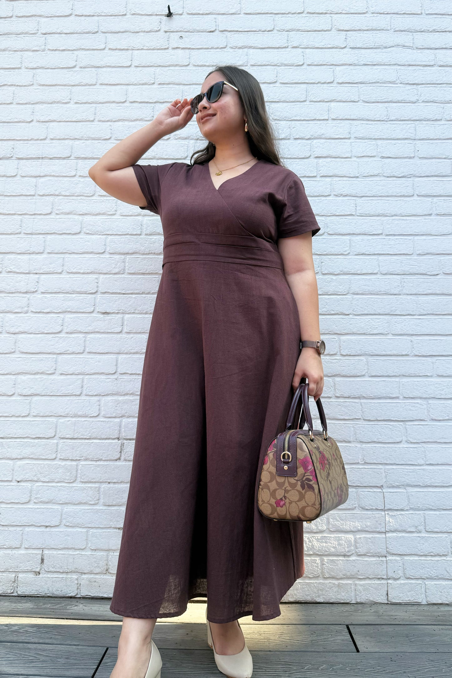 Mocha Brown Midi Dress