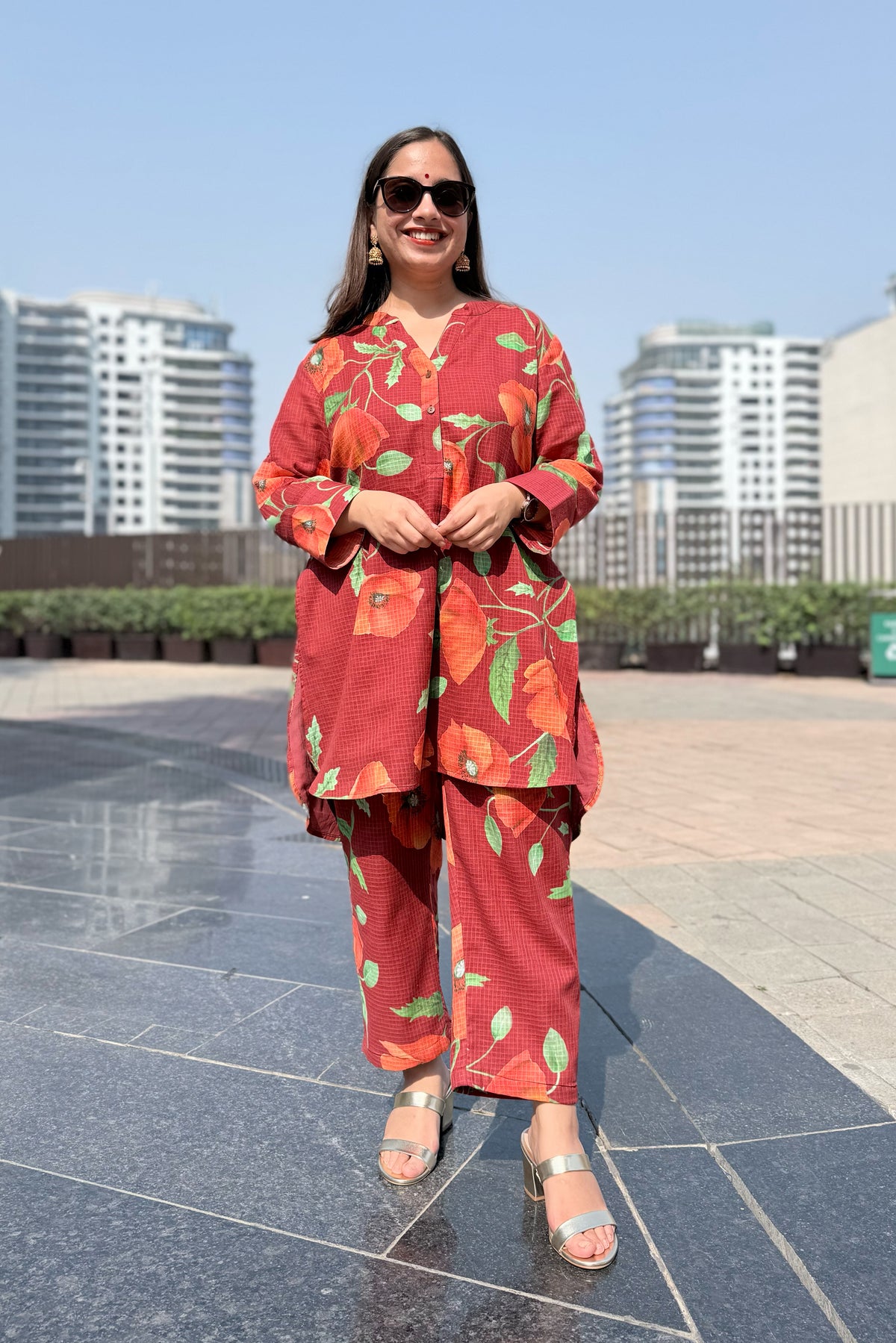 Poppy Wine Kurta Co-ord Set