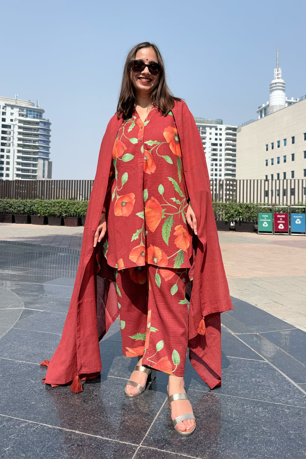 Poppy Wine Kurta Co-ord Set