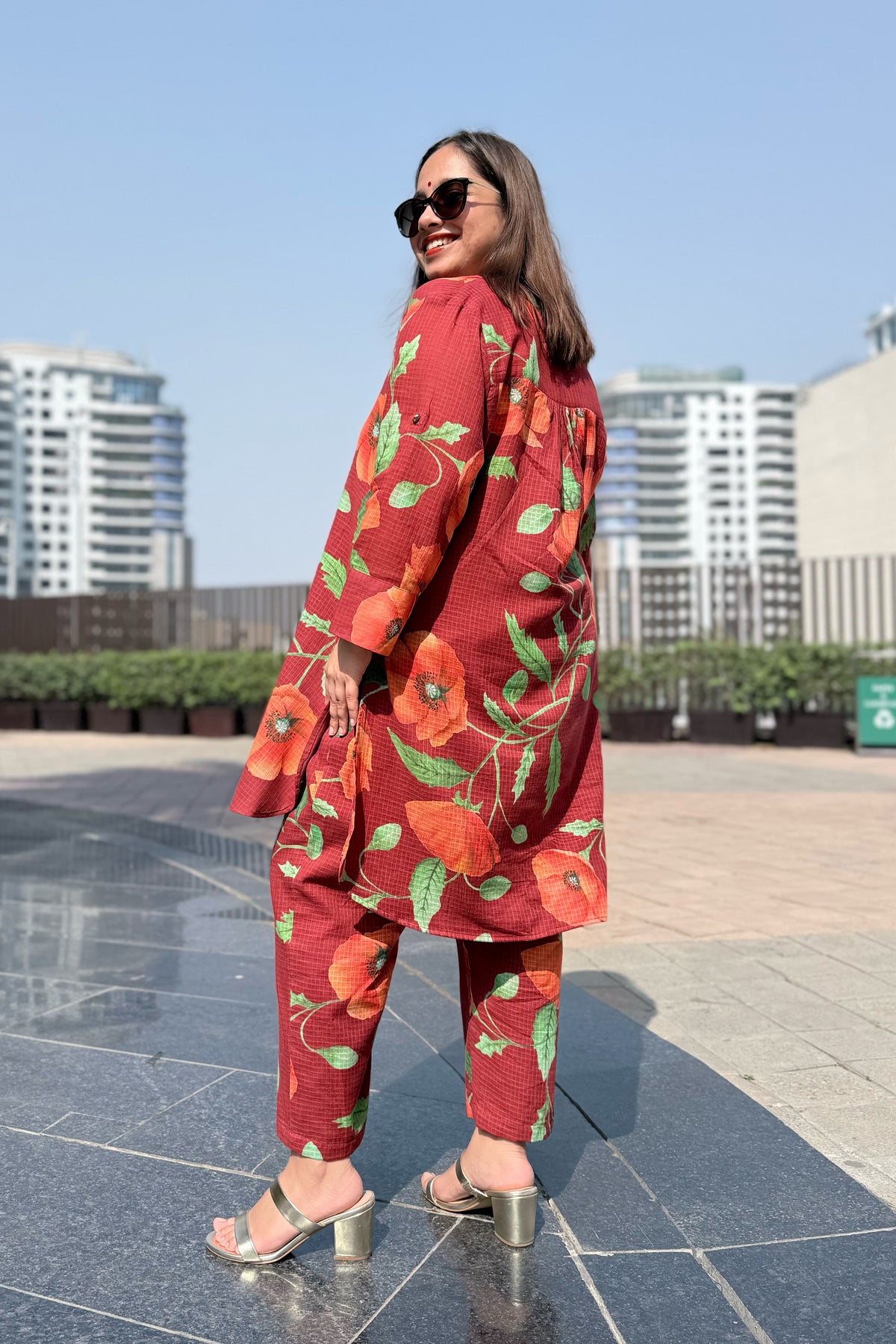Poppy Wine Kurta Co-ord Set