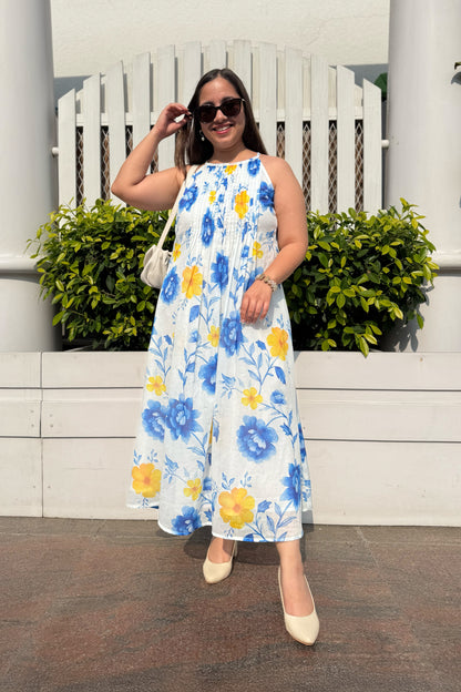 Blue Reverie Halter Neck Dress