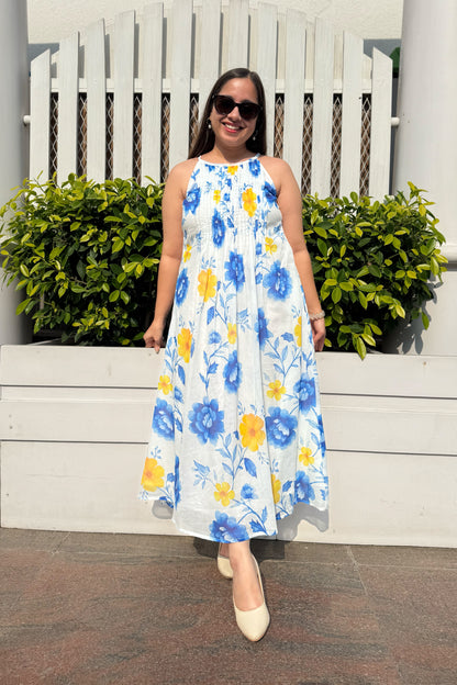 Blue Reverie Halter Neck Dress