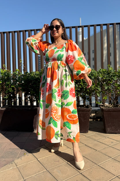 Tangerine Smocked Dress