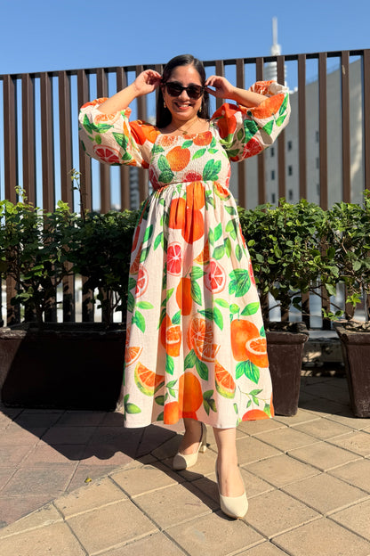 Tangerine Smocked Dress